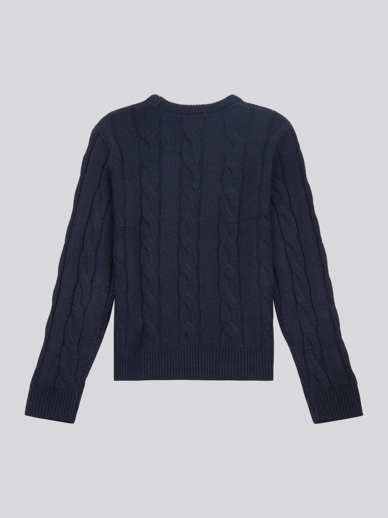 Boys Cable Knit Jumper in Dark Sapphire Navy / Moonlight Blue DHM