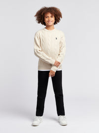 Boys Cable Knit Jumper in Birch Marl