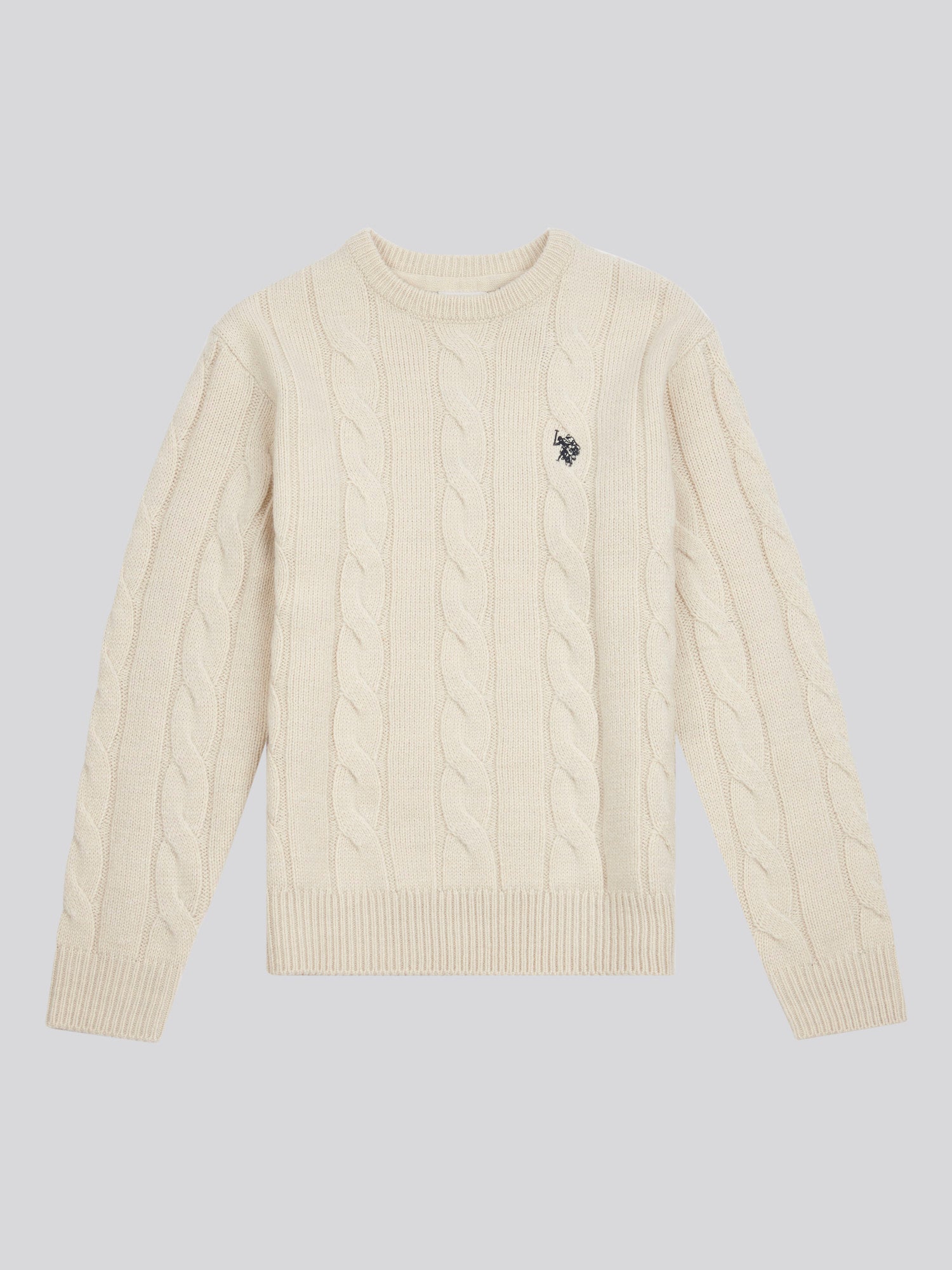 Boys Cable Knit Jumper in Birch Marl