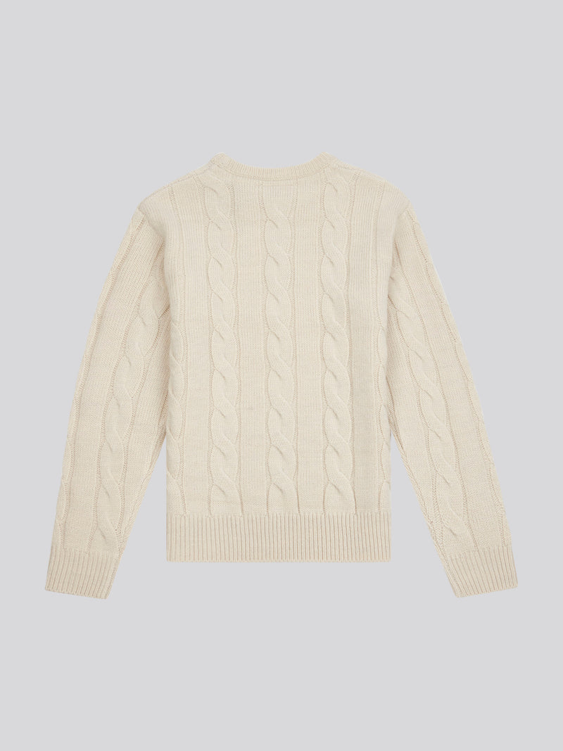 Boys Cable Knit Jumper in Birch Marl