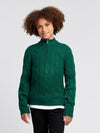 Boys Cable Knit Funnel Neck Jumper in Rain Forest