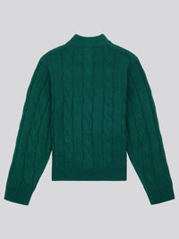 Boys Cable Knit Funnel Neck Jumper in Rain Forest