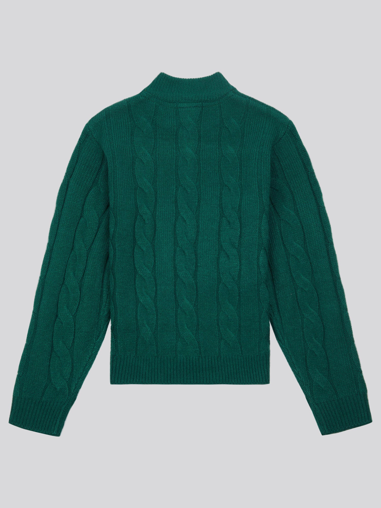 Boys Cable Knit Funnel Neck Jumper in Rain Forest