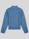 Boys Cable Knit Funnel Neck Jumper in Blue Horizon