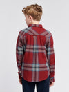 Boys Ombre Check Cotton Shirt in Tibetan Red