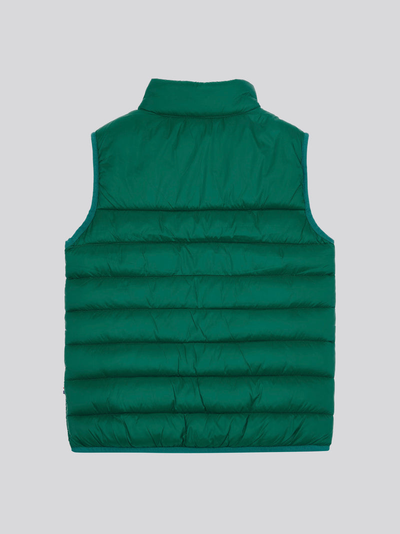 Boys Panelled Quilted Gilet in Rain Forest