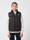 Boys Panelled Quilted Gilet in Black Bright White DHM