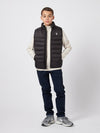 Boys Panelled Quilted Gilet in Black Bright White DHM