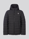 Boys Lightweight Quilt Hooded Puffer Jacket in Black