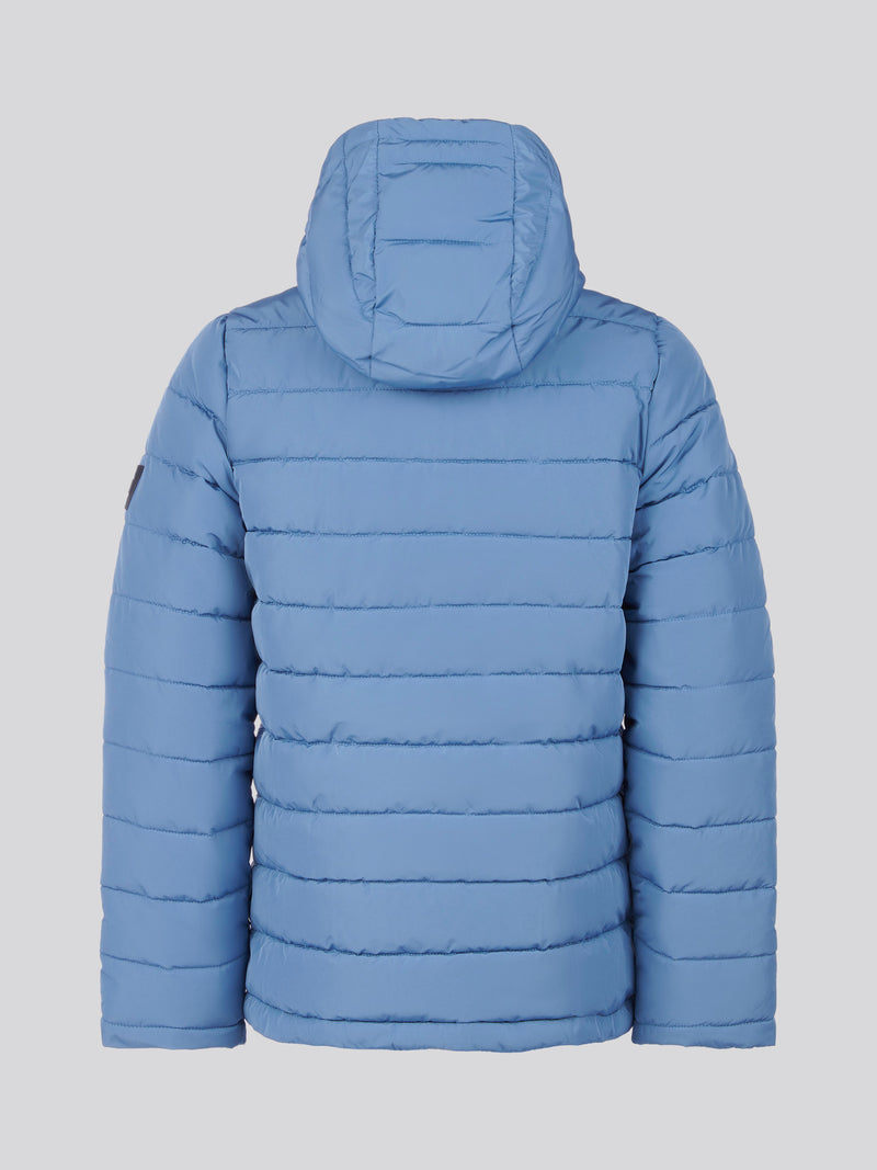 Boys Lightweight Quilt Hooded Puffer Jacket in Blue Horizon