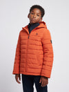 Boys Lightweight Quilt Hooded Puffer Jacket in Burnt Ochre