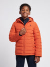 Boys Lightweight Quilt Hooded Puffer Jacket in Burnt Ochre