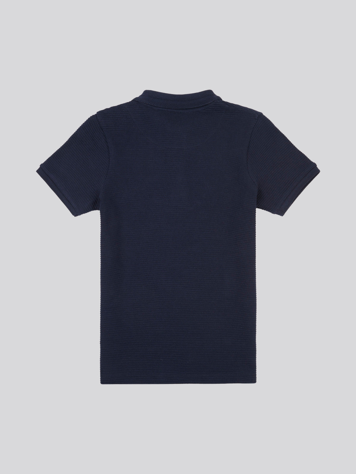 Boys Interest Textured Polo Shirt in Dark Sapphire Navy / Moonlight Blue DHM