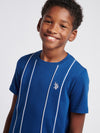 Boys Piped Interlock T-Shirt in Navy Peony