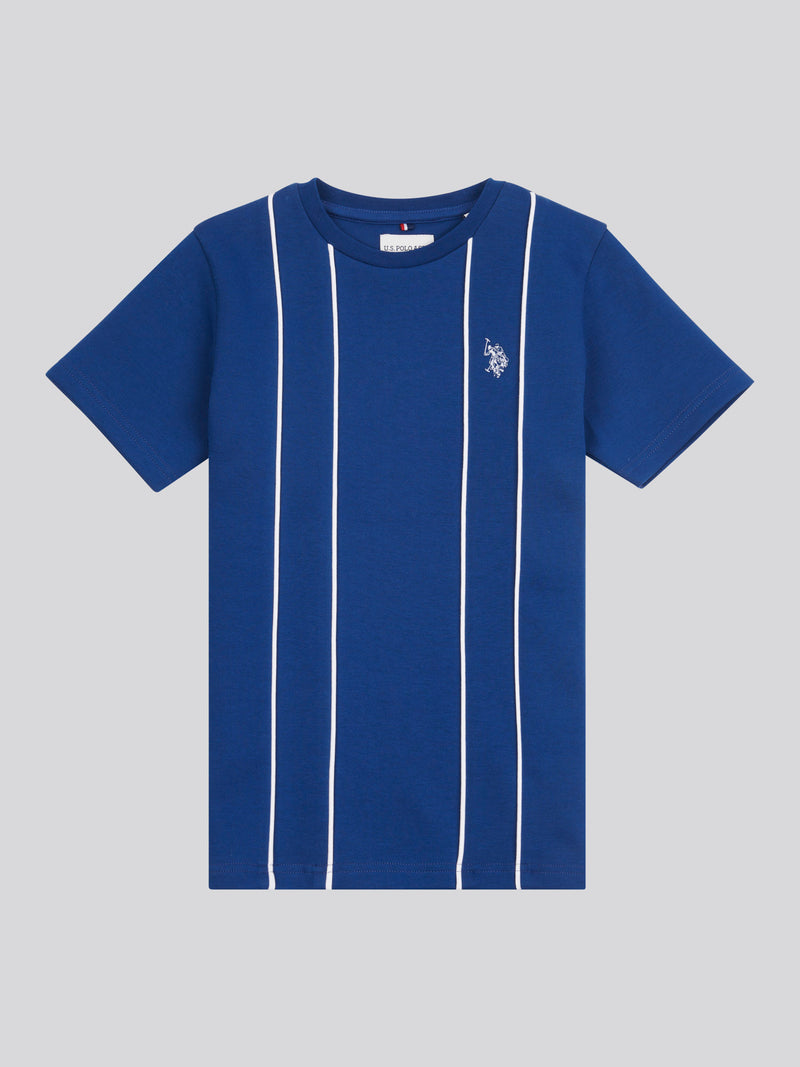 Boys Piped Interlock T-Shirt in Navy Peony