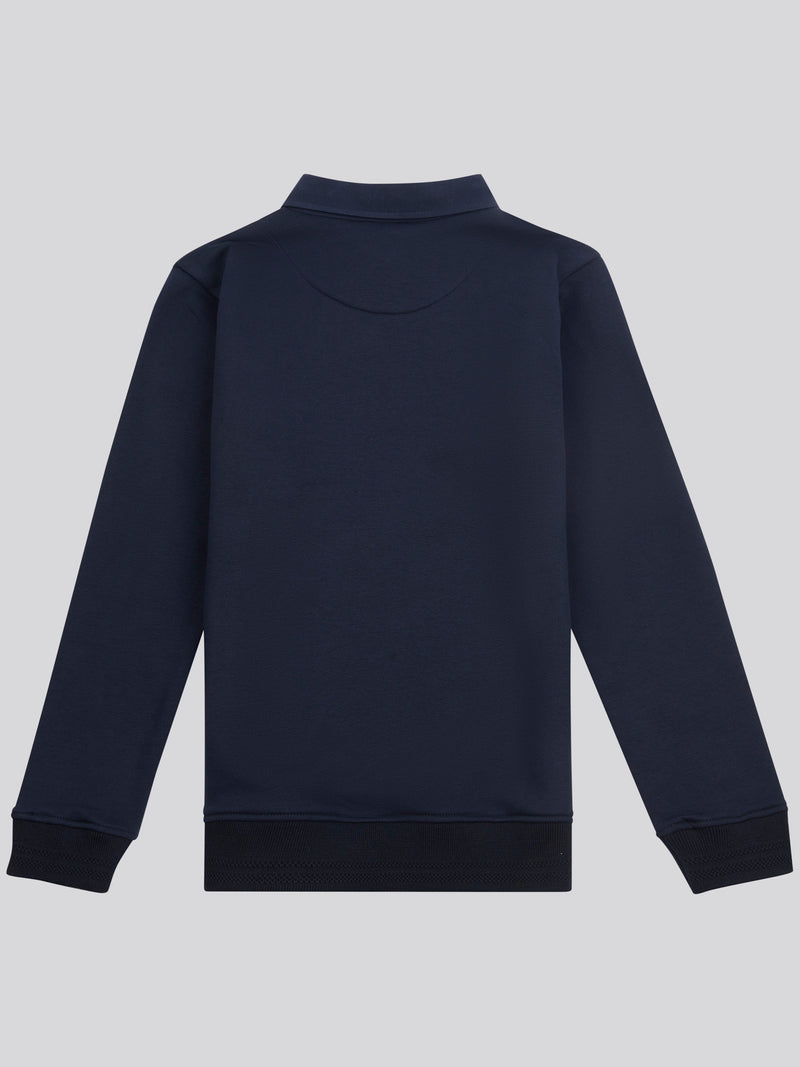 Boys Smart Sweat Rugby Shirt in Dark Sapphire Navy / Moonlight Blue DHM