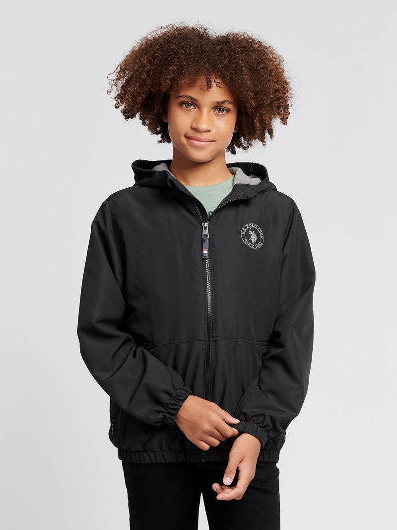 Boys Fleece Lined Windcheater in Black