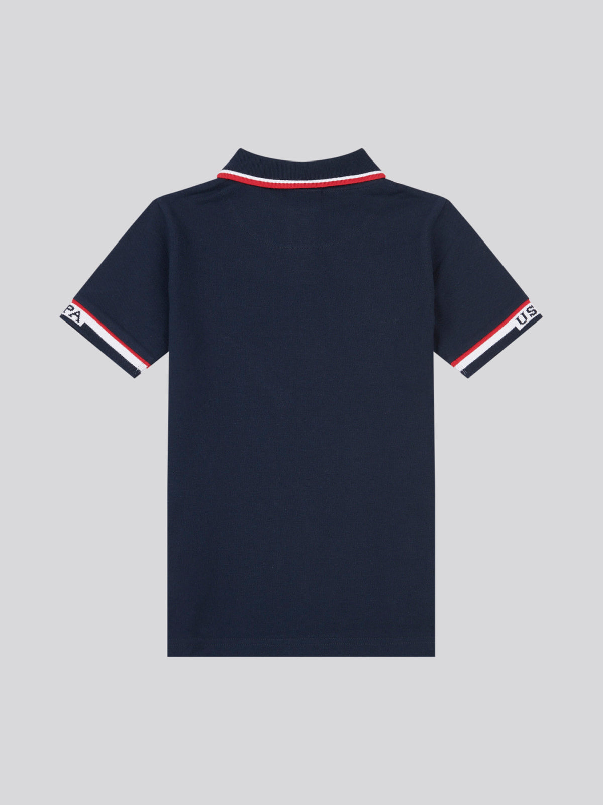 Boys Brand Stripe Pique Polo Shirt in Dark Sapphire Navy