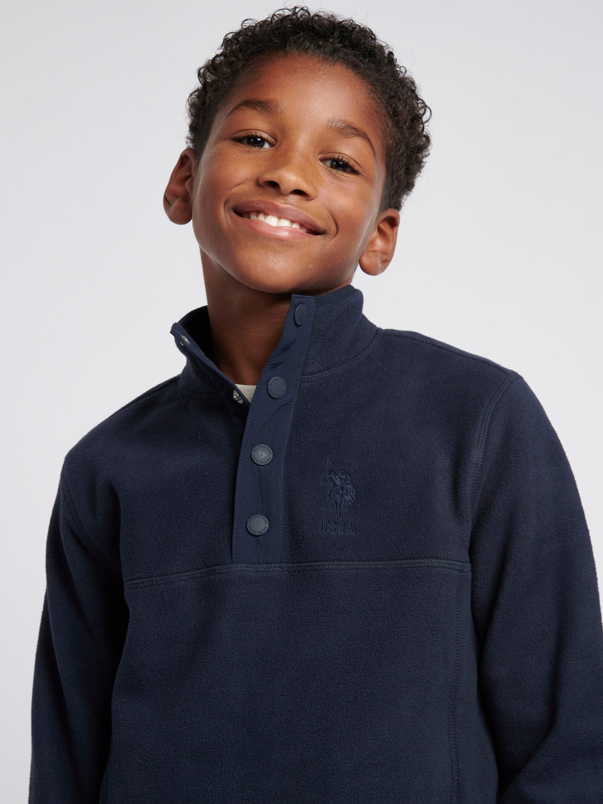 Boys Double Horsemen Polar Fleece in Dark Sapphire Navy