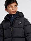 Boys Longline Puffer Jacket in Black