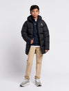 Boys Longline Puffer Jacket in Black