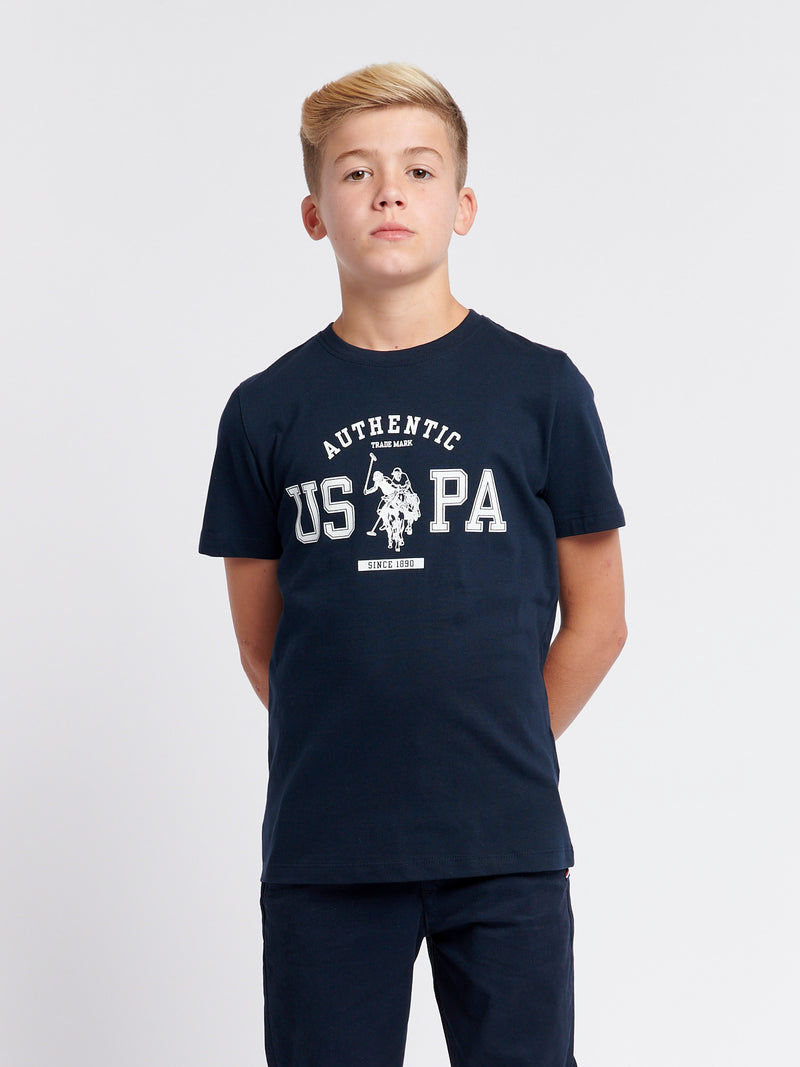 Boys Authentic Graphic T-Shirt in Dark Sapphire Navy