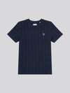 DHM Vertical Stripe Textured Tshirt Dark Sapphire Navy / Moonlight Blue DHM