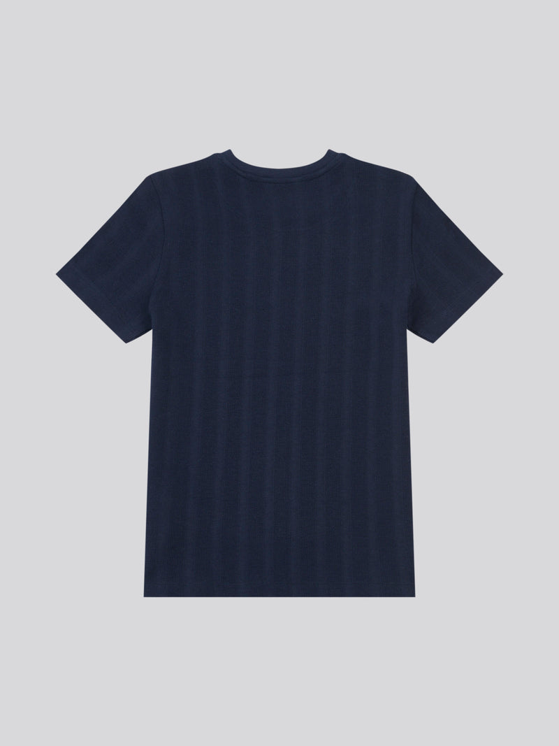 DHM Vertical Stripe Textured Tshirt Dark Sapphire Navy / Moonlight Blue DHM