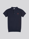 Combed Cotton SS Polo Dark Sapphire Navy / Haute Red DHM