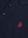 Combed Cotton SS Polo Dark Sapphire Navy / Haute Red DHM