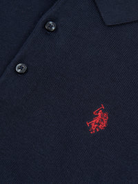 Combed Cotton SS Polo Dark Sapphire Navy / Haute Red DHM