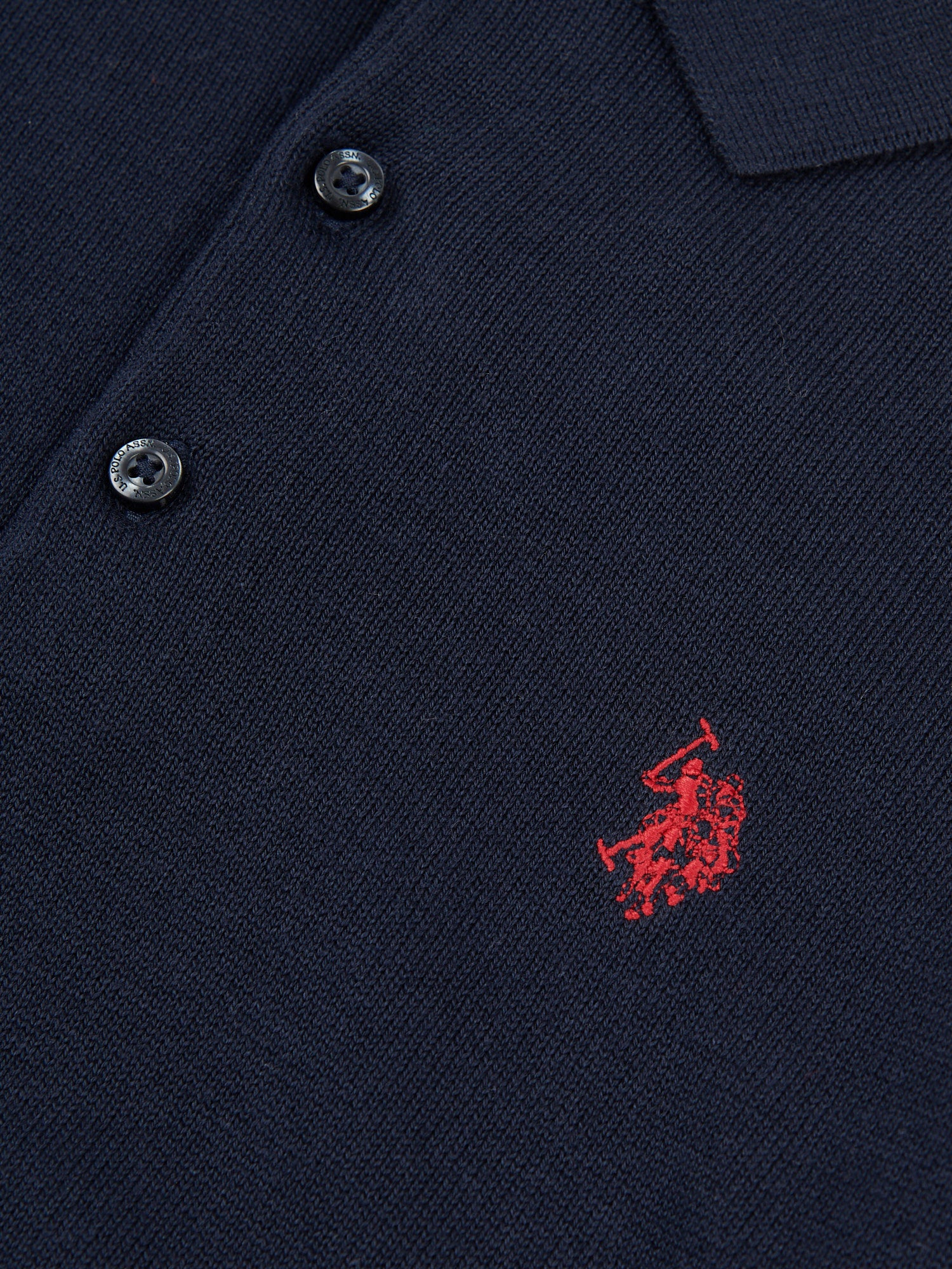 Combed Cotton SS Polo Dark Sapphire Navy / Haute Red DHM