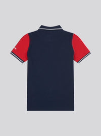 Boys Player 3 Sash Pique Polo Shirt in Dark Sapphire Navy