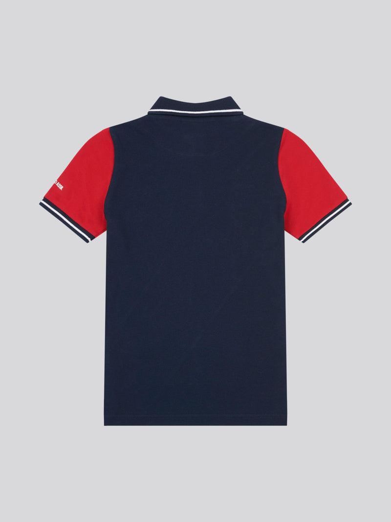 Boys Player 3 Sash Pique Polo Shirt in Dark Sapphire Navy