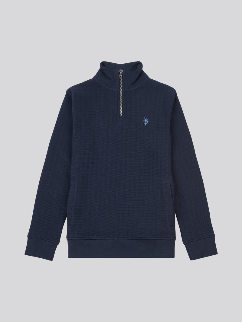 DHM Vertical Texture Sweat Funnel Dark Sapphire Navy / Moonlight Blue DHM