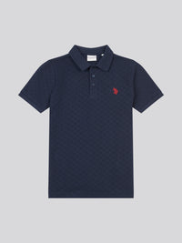 Check Texture Polo Dark Sapphire Navy / Haute Red DHM