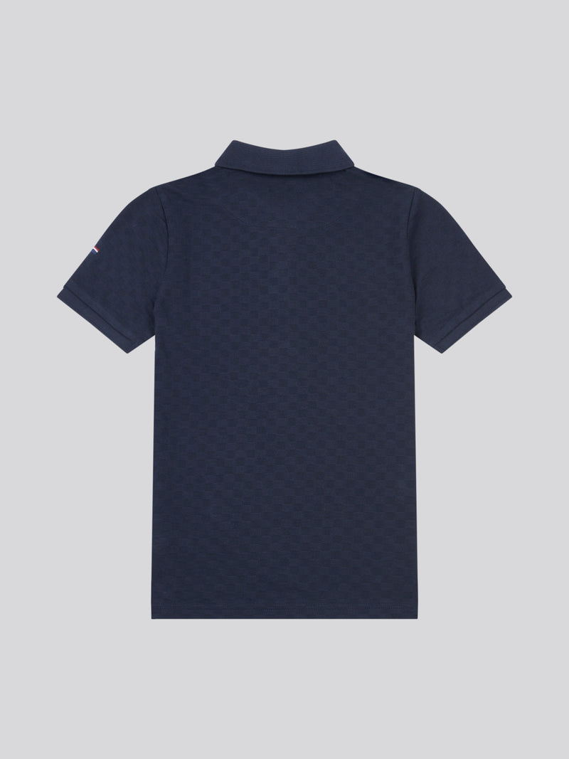 Check Texture Polo Dark Sapphire Navy / Haute Red DHM