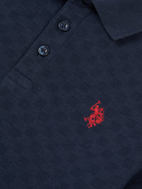 Check Texture Polo Dark Sapphire Navy / Haute Red DHM