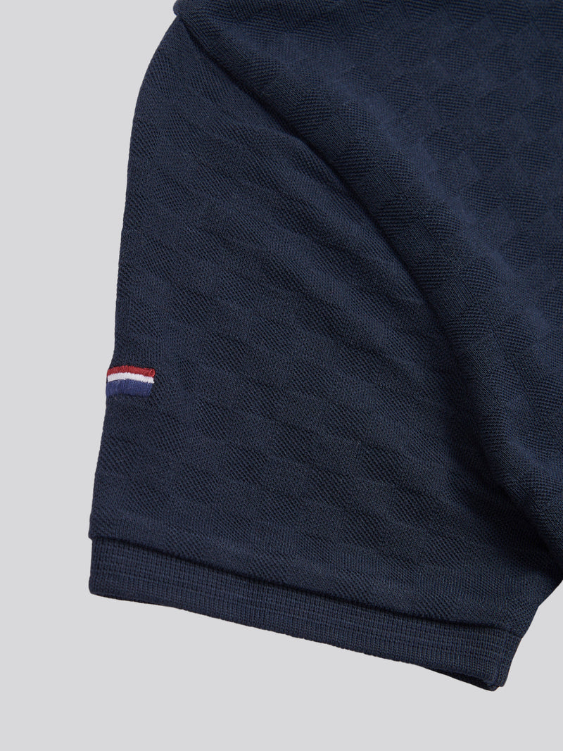 Check Texture Polo Dark Sapphire Navy / Haute Red DHM