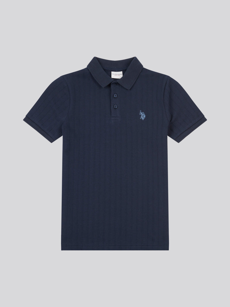 Vertical Texture Polo Dark Sapphire Navy / Moonlight Blue DHM