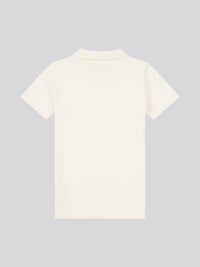 Waffle Texture Open Collar SS Polo Whisper White