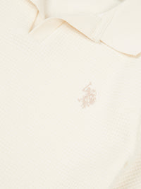 Waffle Texture Open Collar SS Polo Whisper White