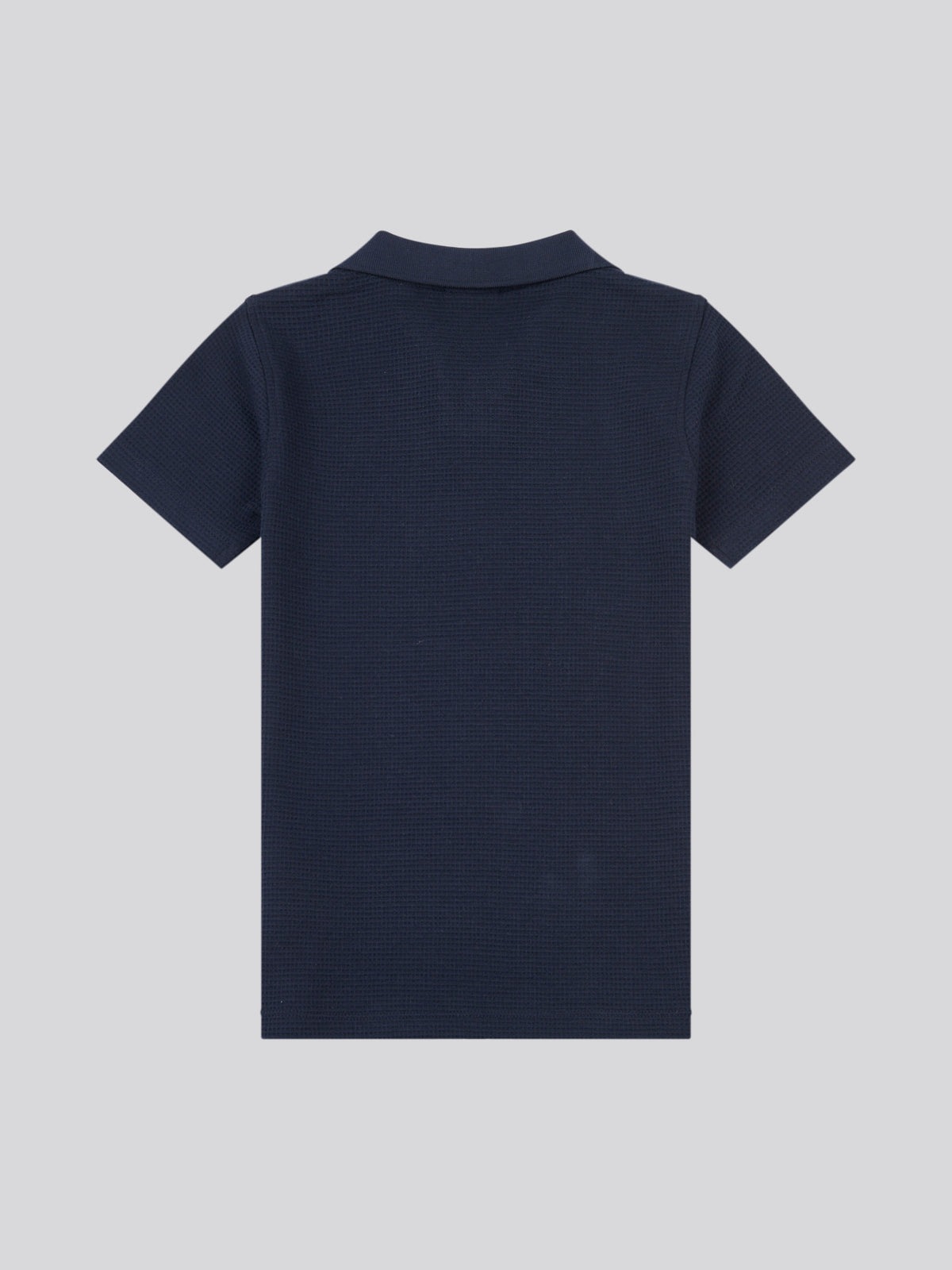 Waffle Texture Open Collar SS Polo Dark Sapphire Navy / Moonlight Blue DHM