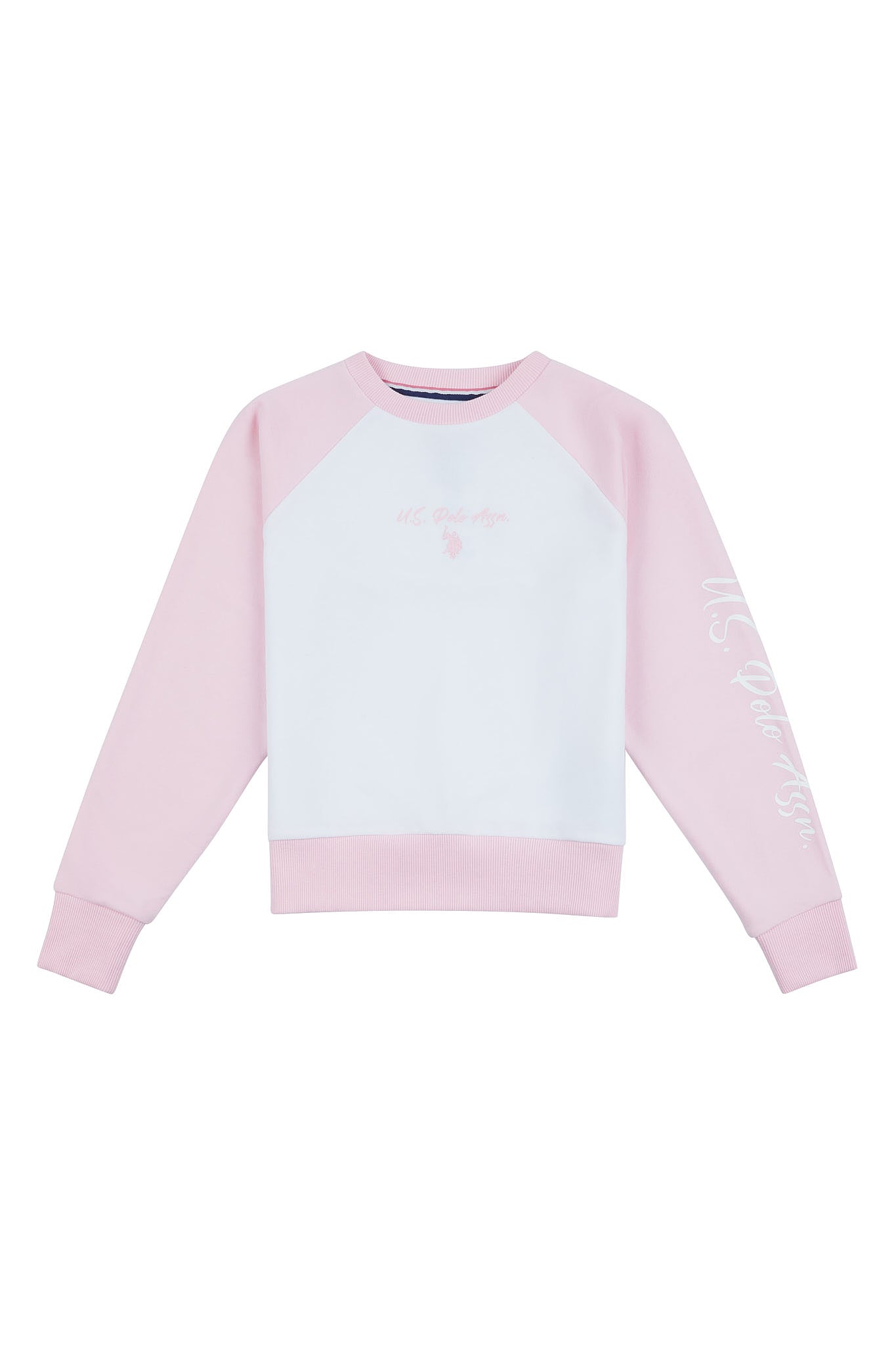 Girls Colour Block Raglan Sweatshirt in Bright White