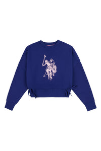 Girls Tie Sweatshirt in Blue Print