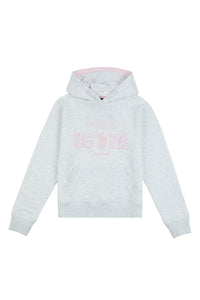 Girls Large Hoodie in Light Grey Marl