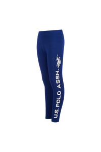 Girls Sport Logo Legging in Medieval Blue