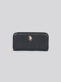 U.S. Polo Assn. Womens Jones Large Zip Around Wallet in Black