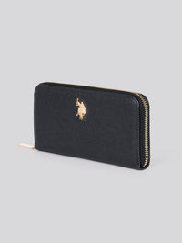 U.S. Polo Assn. Womens Jones Large Zip Around Wallet in Black