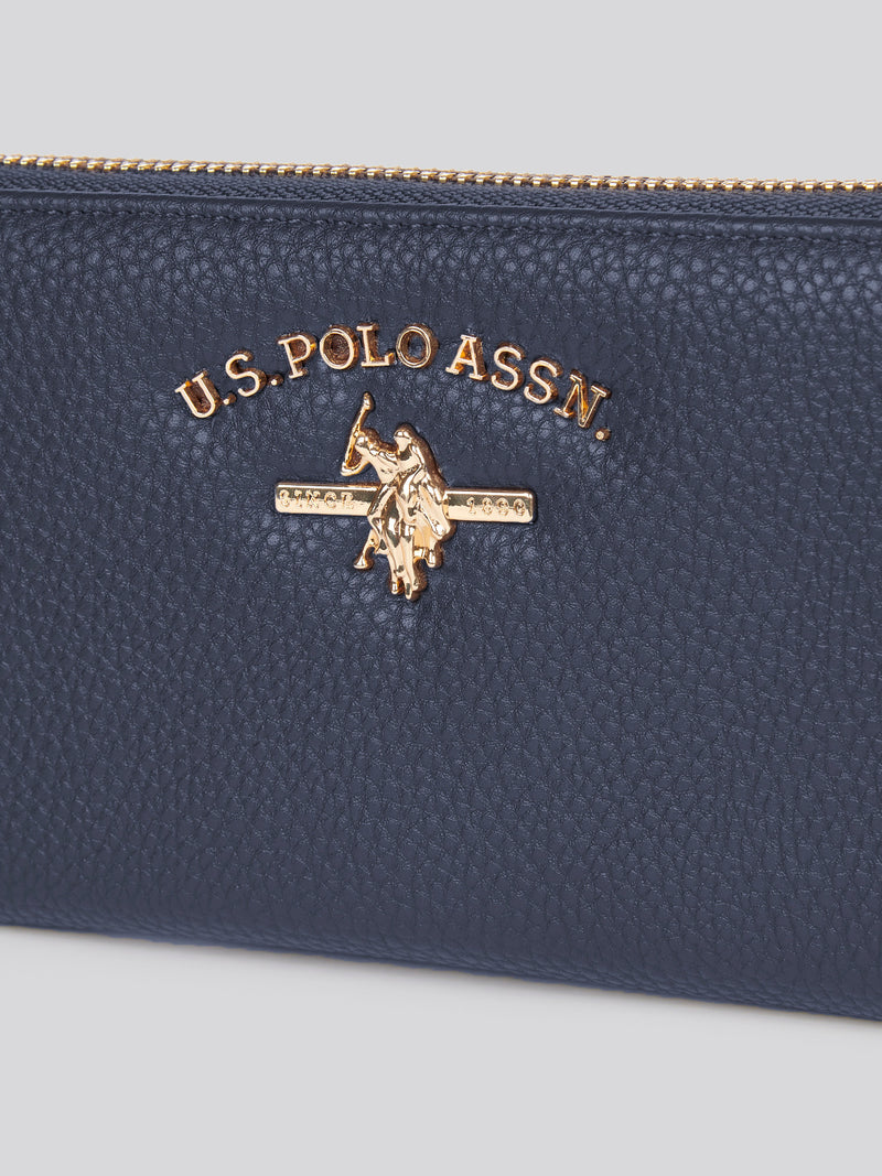 U.S. Polo Assn. Womens Stanford Large Zip Around Wallet in Navy